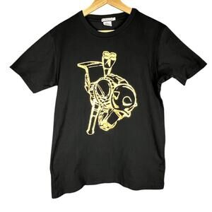 Uniqlo Gundam Bandai 30th Anniversary Anime Gold Print Black T-Shirt - Size L
